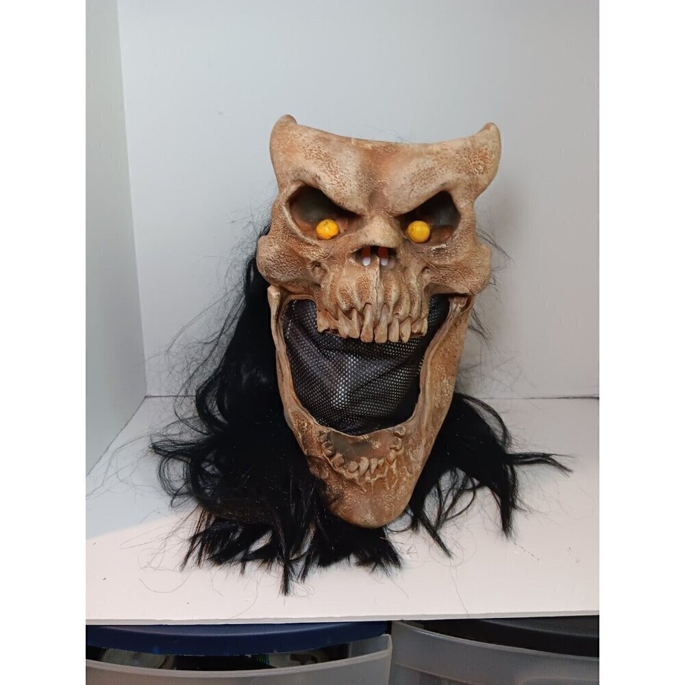 Vtg 2004 Mario Chiodo Halloween Mask Horned Demon Monster Skull Huge Mouth